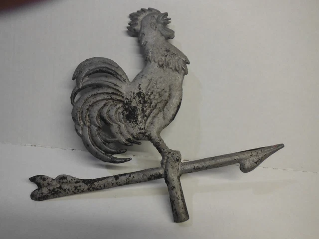 Vintage cast RARE antique Aluminum ROOSTER on arrow Weathervane?