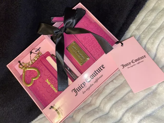 Juicy Couture Pink Clutch Purse, & Matching Wallet Set