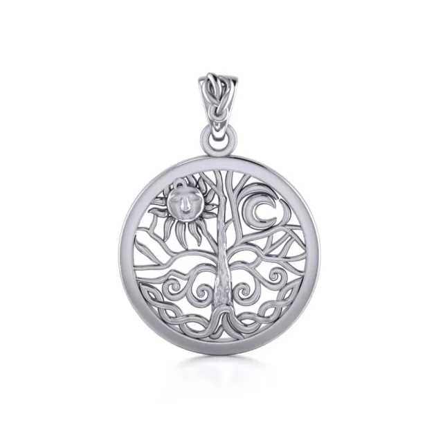 Pagan & Wicca Tree of Life .925 Sterling Silver Pendant by Peter Stone Jewelry