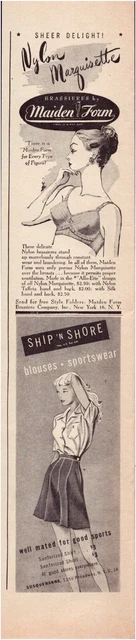 Print Ad Maiden Form 1947 Ship N Shore Blouses Quarter Page 2"x12"