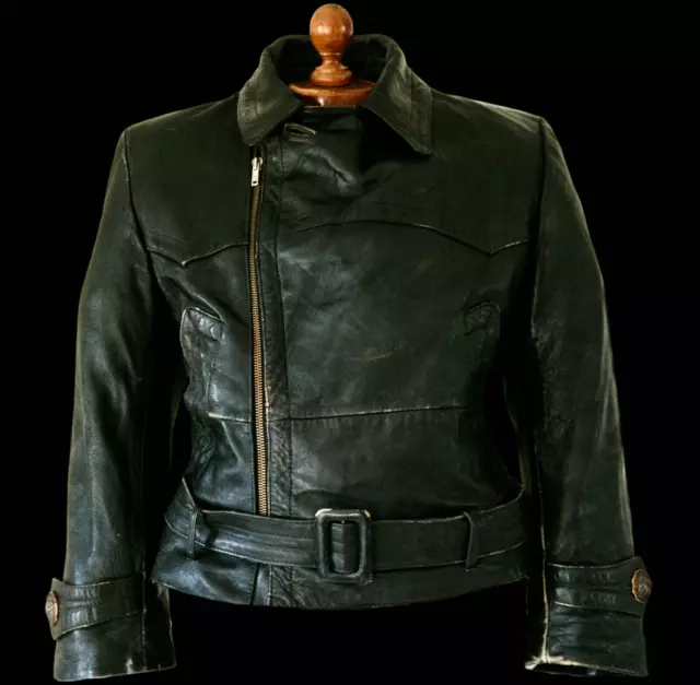 40S WW2 GERMAN LUFTWAFFE Leather Police Officers Motorcycle Bike Coat ...