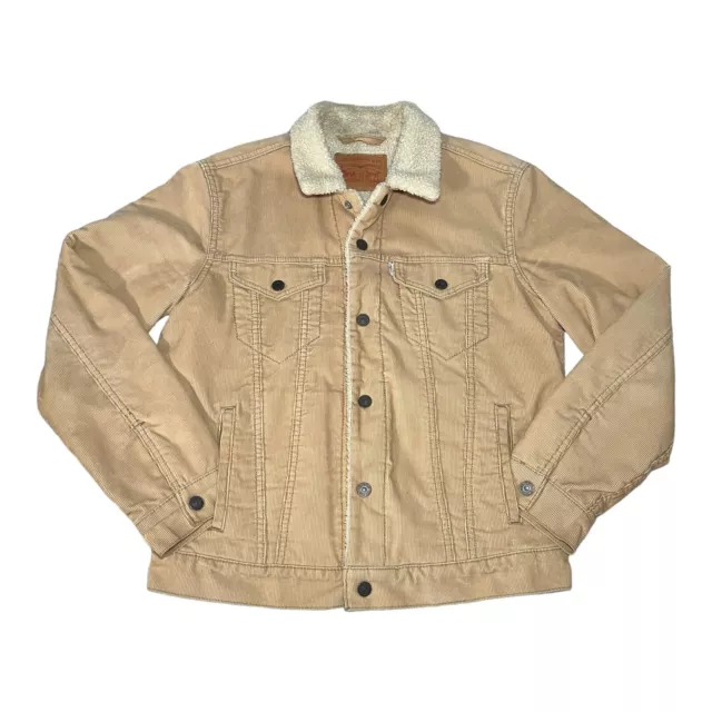 Levi's cord borg deals trucker jacket in beige