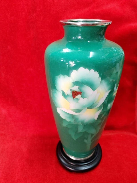 Cloisonne ware Vase 8.7 inch flower pattern Japanese art by Yasui