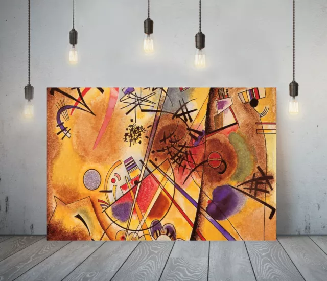 Kandinsky 16-Framed Canvas Abstract Wall Art Picture Paper Print- Orange Brown