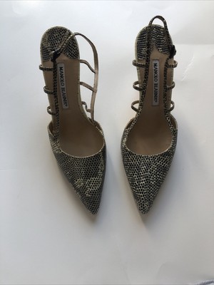 MANOLO BLAHNIK KHAN 36.5 Black Suede Heel Sandal $200.00 - PicClick