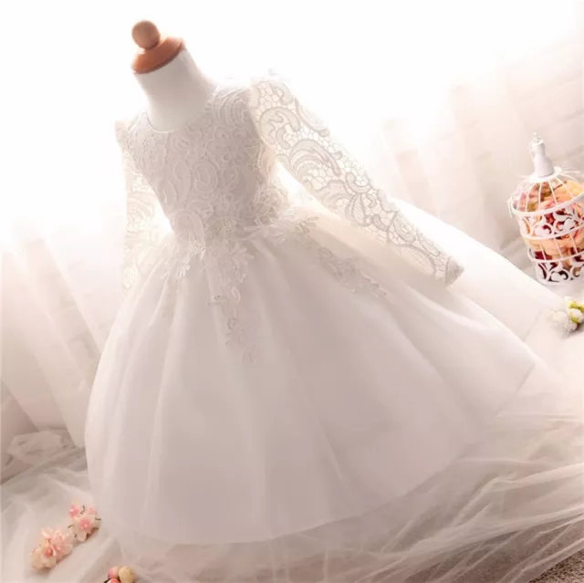 Baby Prinzessin Mädchen Kleid Spitze Stickerei Taufen Hochzeit Party Kinder Kleidung 2