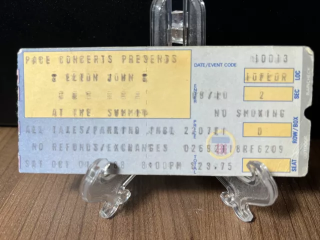 Elton John Concert Ticket Stub Vintage October 1 1988 The Summit