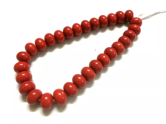 1 Strand Corail Rouge Rondelle Lisse 16-17mm Gemme Desseré Perles 10 " Pouce C2