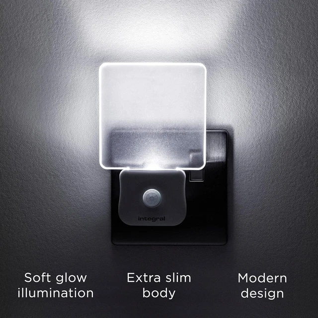 INTEGRAL 2 PACK LED Motion Sensor Night Light, Plug in Wall with Dusk