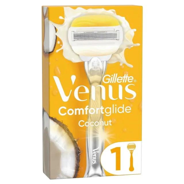Gillette Venus Comfort Glide Olay Kokosnussrasierer 5 Klingen & Platin Metallgriff 3