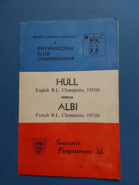 International Club Championship Hull F.C v ALBI 15th April 1957