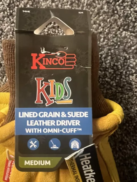 Kinco Kids 94HK-KM Lined Premium Grain & Suede Pigskin Driver With Knit Wrist 3