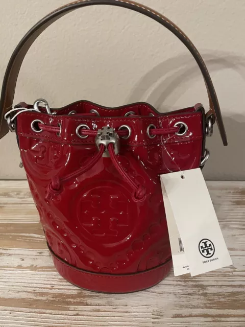 Authentic With Receipt Tory Burch T Monogram CHENILLE MINI BUCKET