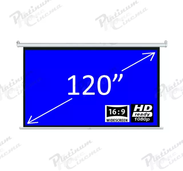 120" Electric HD Projector Screen Home Cinema Aspect Ratio 16:9 Matte White