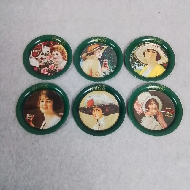 6 Different Vintage Coca Cola Coasters Victorian Lady Advertising 1983 3.5"