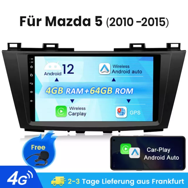 9" CarPlay Für Mazda 5 2010-2015 Autoradio Navigation Android 12 GPS RDS 4G+64GB