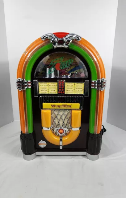 Rare 7-Up Logo Wurlitzer Wr-18 Bubbling Jukebox Fm Radio Cd Player W/ Remote
