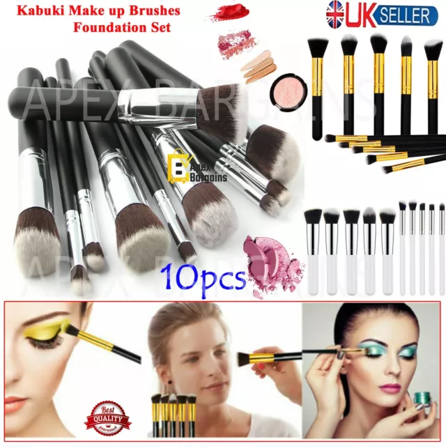 10pcs Kabuki Make up Brushes Set Eye Shadow Face Contour Powder Blusher Bush HOT