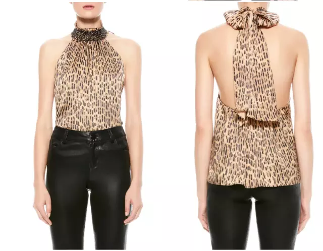 Alice & Olivia Top Womens XL Brown Halter Top Tank Top New $250