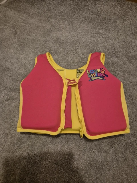 SLAZENGER LOVE Swim Aid Float Vest Jacket Pink Yellow Kids Age
