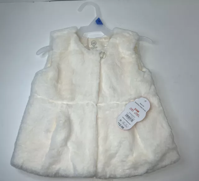 New Born FAUX FUR NEW VEST IVORY SZ 18-24 M-SO VERY SOFT LIKE RABBIT FUR! -CUTE