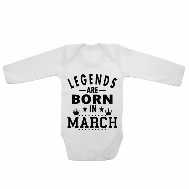 Long Sleeve Unisex Baby Vest Funny Bodysuits - Legends Are Born In March