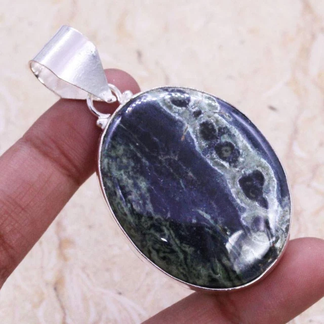Delicate Kambaba Jasper 925 Silver Plated Handmade Pendant of 2.4" Ethnic Gift