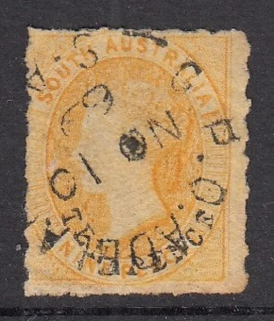 South Australia  SG 37  10d on 9d Yellow  roulette   black  surcharge    used