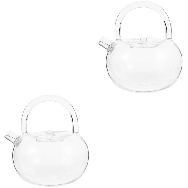 2pcs Glass Teapot Clear Tea Kettle Glass Pot Tea Pot for Loose Tea Blooming