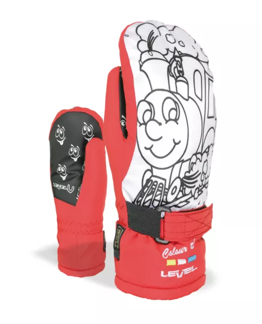 Level Handschuhe Skihandschuhe Pop-Art JR Mitt rot Membra-Therm Plus