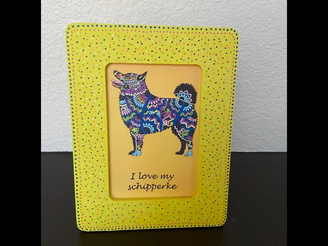 Schipperke dog art collectables - Handmade Schipperke framed art print 