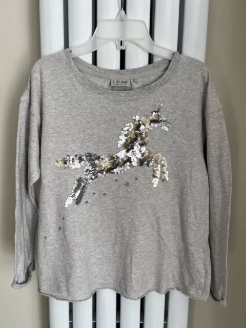 NEXT - Maglione top a maniche lunghe grigio ragazza unicorno - taglia 9 anni