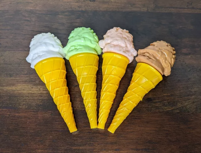 VTG Lot of 4 Multicolor Artificial Plastic Fake  Ice cream Cones Toy  Hong Kong 3