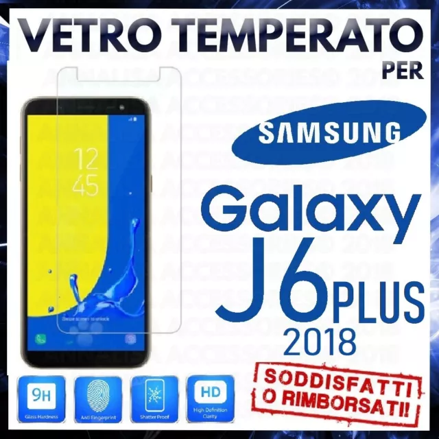 Pellicola in VETRO TEMPERATO per SAMSUNG GALAXY J6 PLUS 2018 Proteggi Schermo