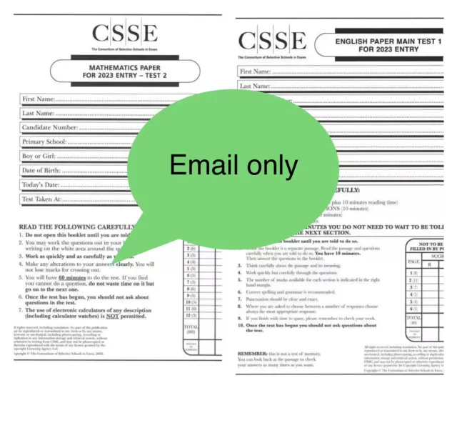 CSSE 11+ 2023 Entry Actual Past Papers PDF Email Only. PLS READ DESC
