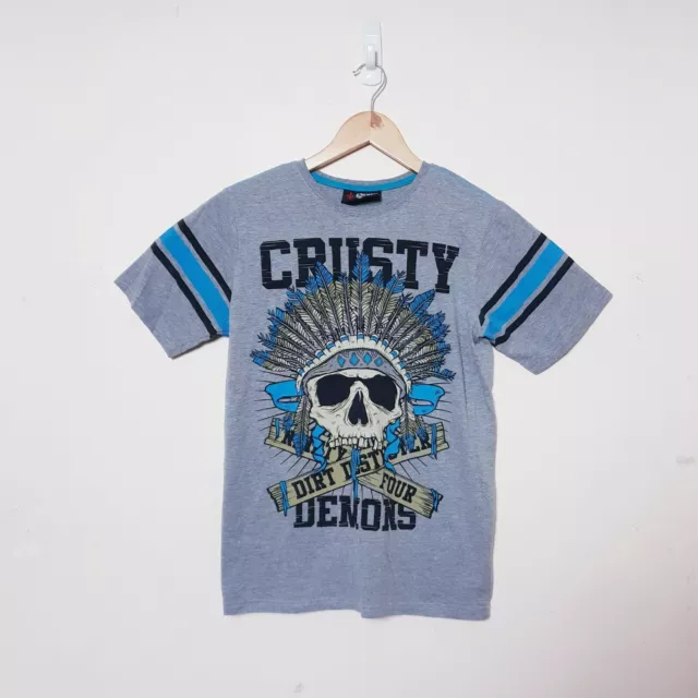 Crusty Demons Shirt Boys Size 16 Grey Graphic print T Tee
