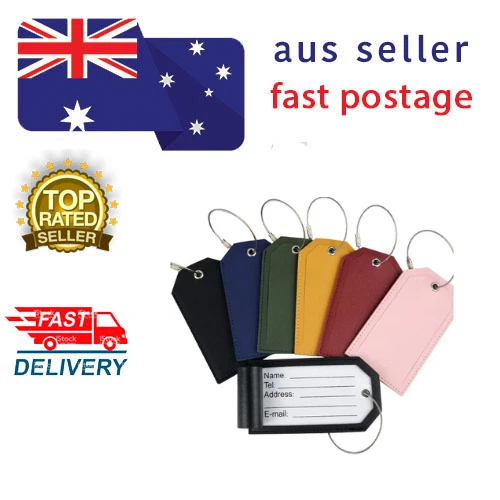 4Pcs PU LEATHER SUITCASE BAG LABEL TAG Name ID Address Tag Travel Luggage Tags
