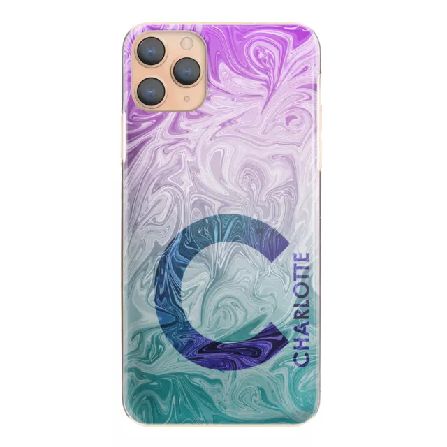 Personnalisé Initiale Téléphone Étui ;p Encre Violet Marbre Swirl Rigide Avec