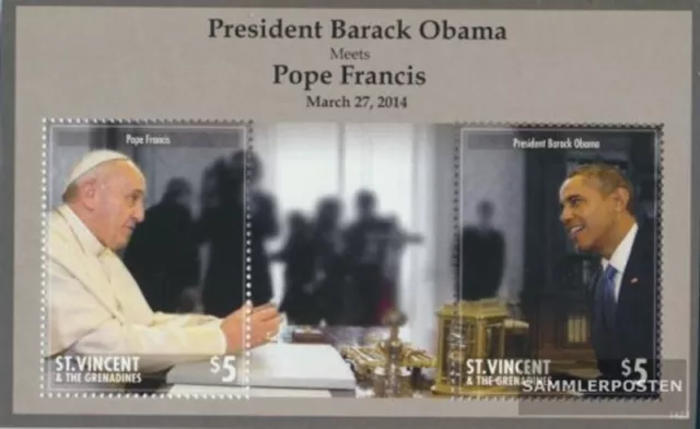 St. Vincent Block779 (kompl.Ausg.) postfrisch 2014 Präsident Obama und Papst Fra