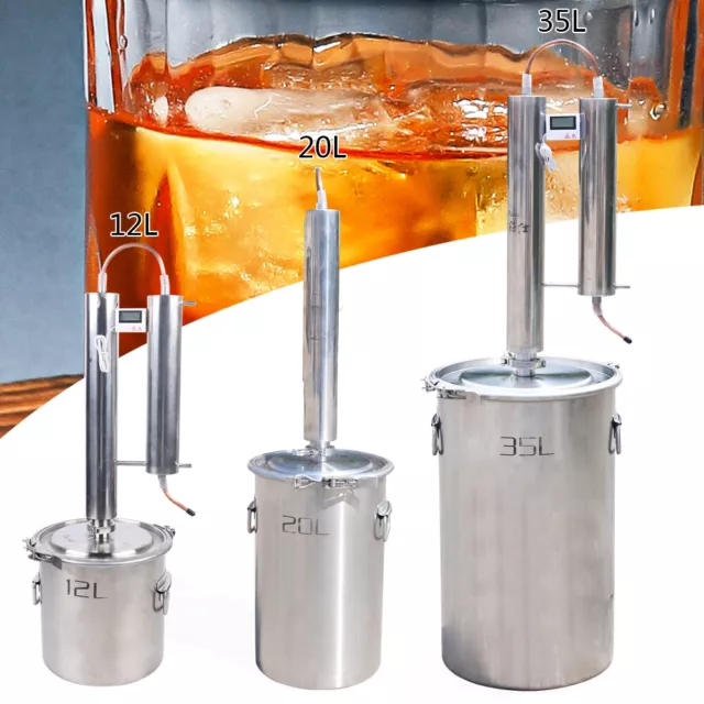 12L 3 Gallon Alcohol Distiller Brewing Kit Moonshine Wine Boiler Still Stainless