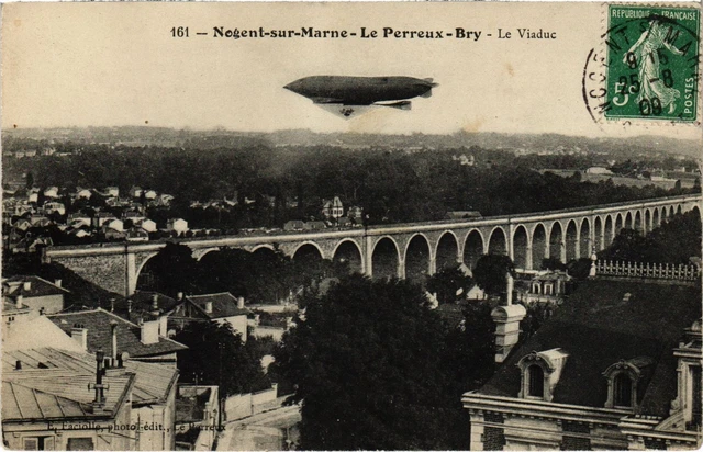 PC DIRIGEABLE NOGENT-SUR-MARNE-LE PERREUX-BRY AIRSHIP AVIATION (a39327)