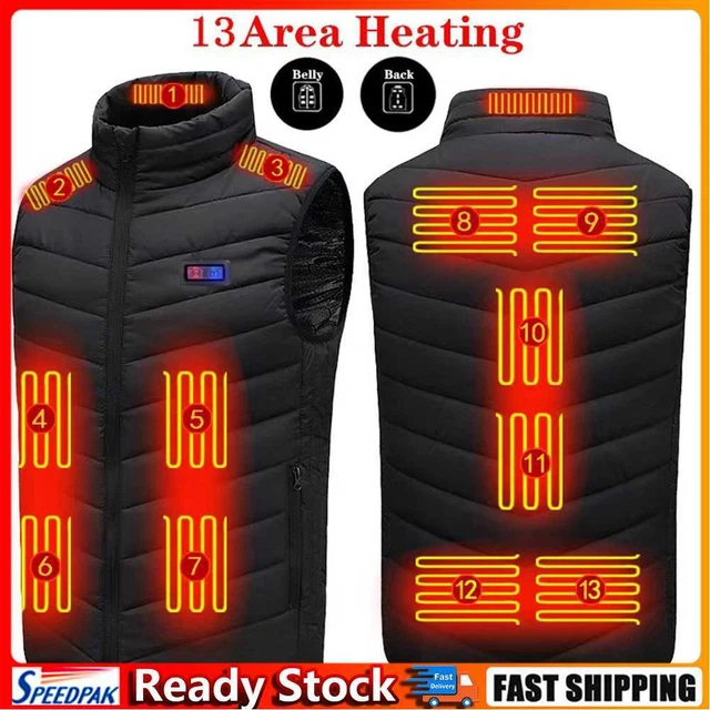 13 Places Gilet Chauffant Veste Hiver Manteau Chauffant Électrique pour Sport Ra