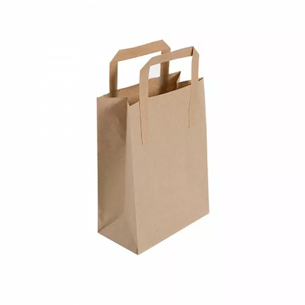 Brown & White Kraft Paper Bags SOS Food Carrier Bags With Handles Party Takeaway