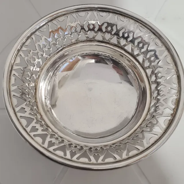 Vintage Solid Silver Bon Bon Dish Pedestal Dish with Pierced Gallery 42 grams 3