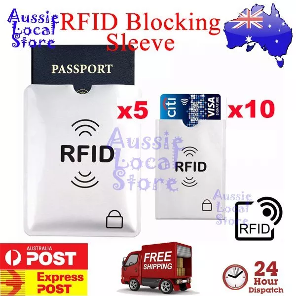 5x Passport & 10x RFID Blocking ID Credit Card Protector Sleeve Shield Holder AU