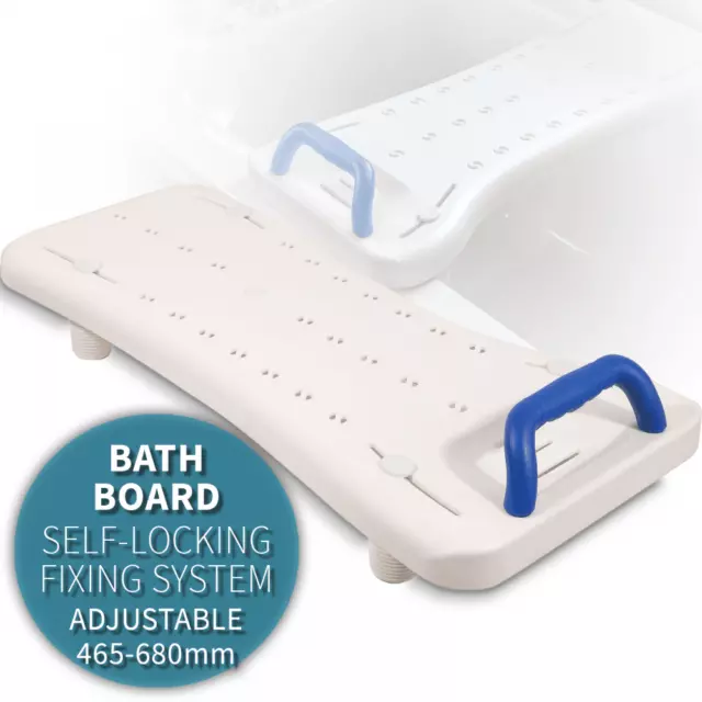 High Quality Plastic Bath Board Adjustable 465-680mm Wide With Handle 180Kg Load