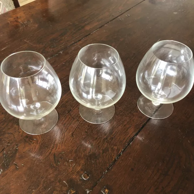 3 Very Large Brandy Glasses Vintage 5.5” Tall 4” Wide Vintage