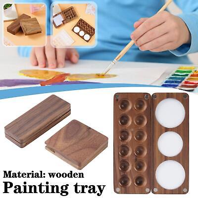 Caja de pintura de acuarela portátil de madera hecha a mano paleta de suministros de pintura T5U6