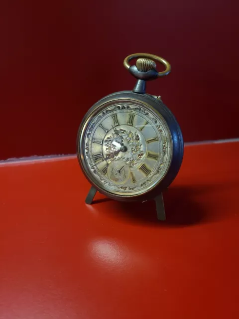 Ancienne grosse montre gousset régulateur Acier bronze