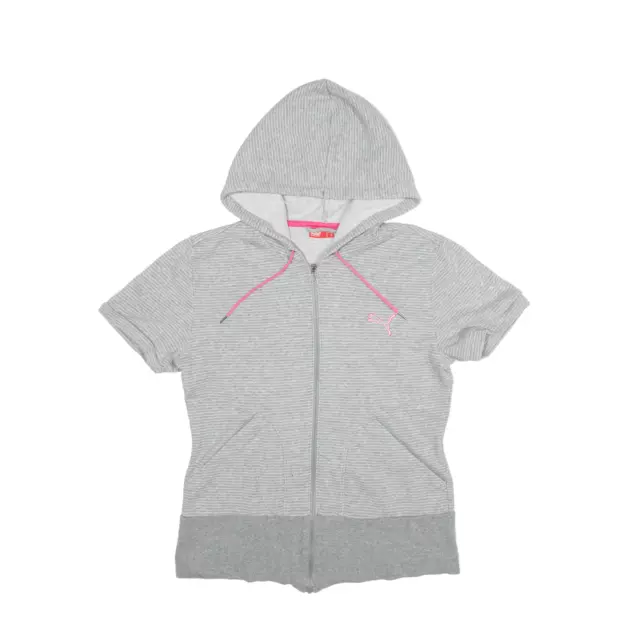 PUMA Striped Hoodie Grey Full Zip Womens L